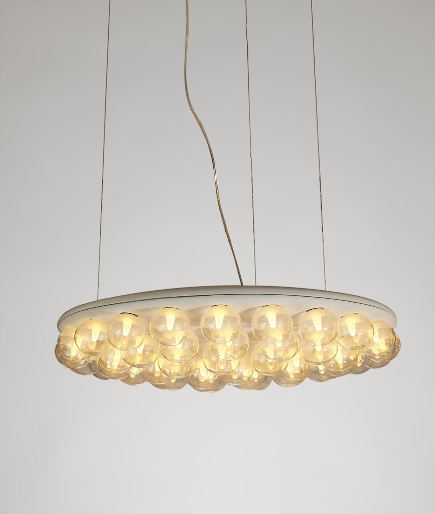 Ruby Pendant Lamp in white metal and glass bulbs