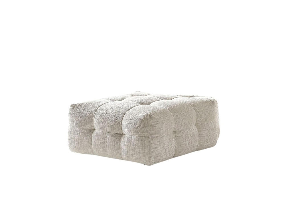 Cloud Ottoman Upholstered in high-quality Fire-Resistant Beige Chenille Fabric AIC-MARBELA01. The Plush Seating is enhanced By Foam 32-density