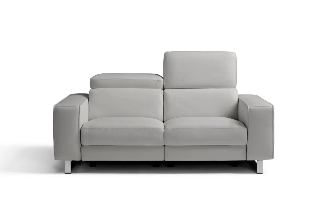 Augusto Love Seat 100% Made in Italy Light Grey top grain leather 1062 L09S 2 electric recliners